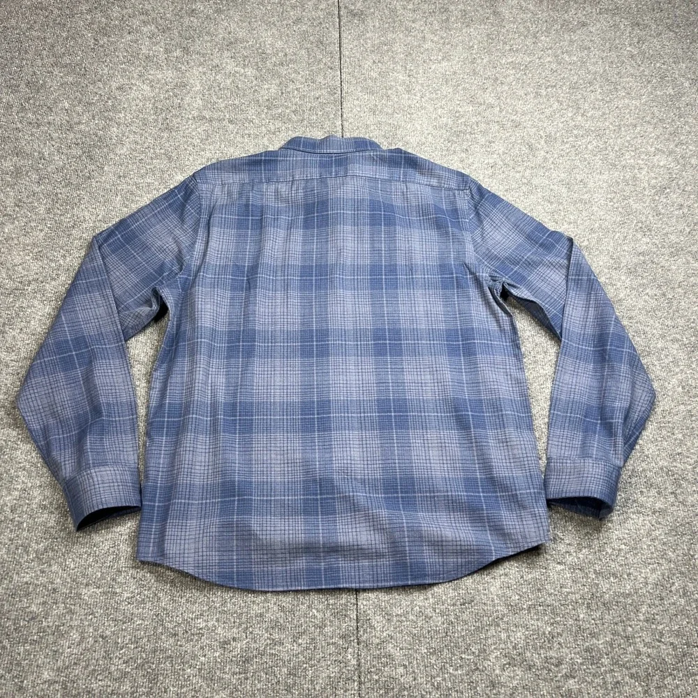 Banana Republic Mens Large Untucked Fit Blue Plaid Long Sleeve Button Down Shirt
